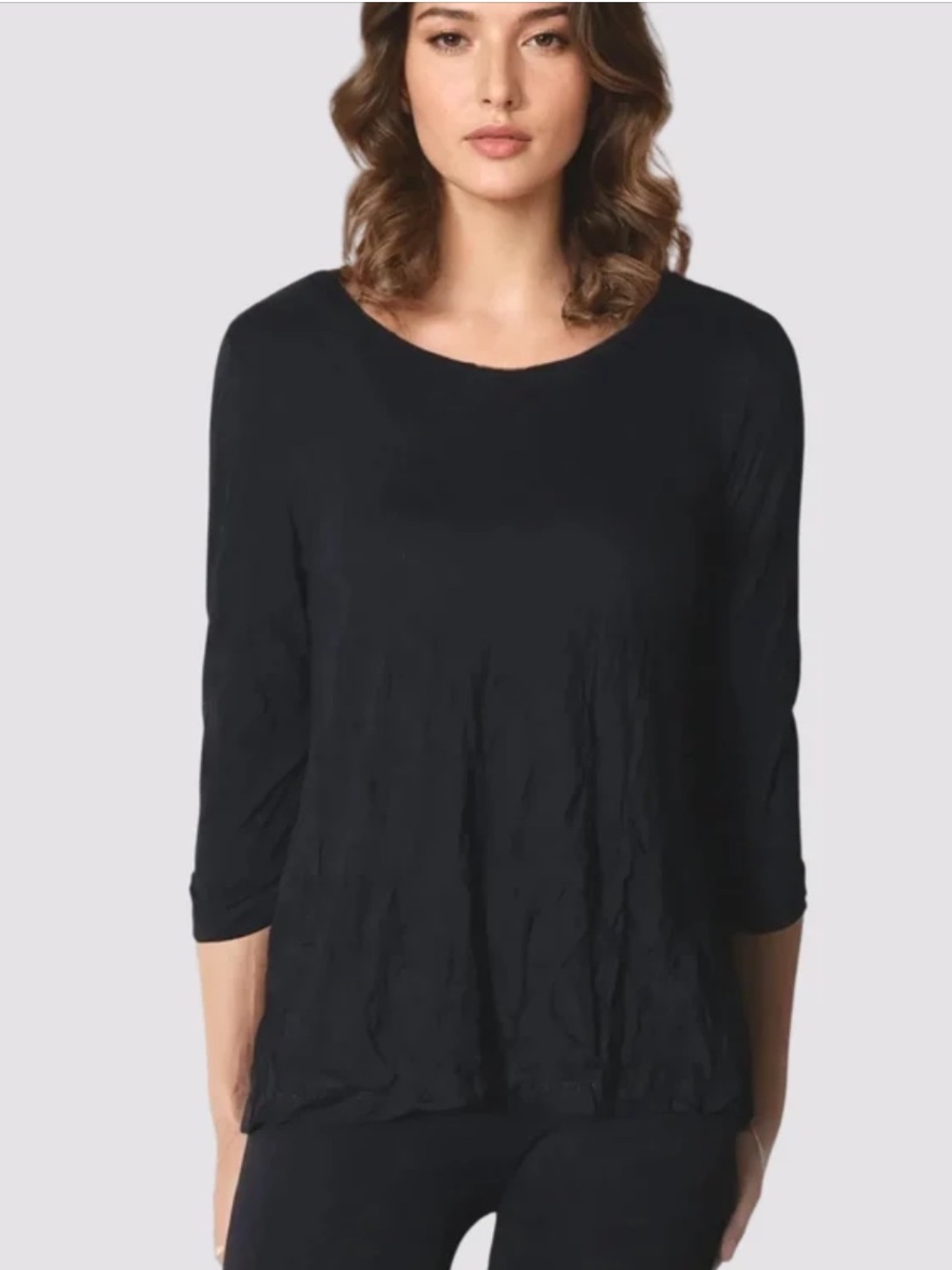 Cynthia Rowley Women's Black Scoop-Neck Long Sleeve Top